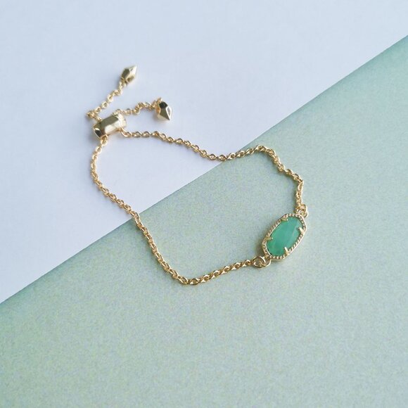 Kendra Scott Elaina Chalcedony Glass Adjustable Chain Bracelet - Gold - Picture 2 of 3